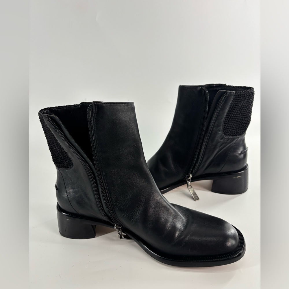 The Sak black leather Chelsea boot 8 chunky block heel crochet detail - Picture 8 of 15